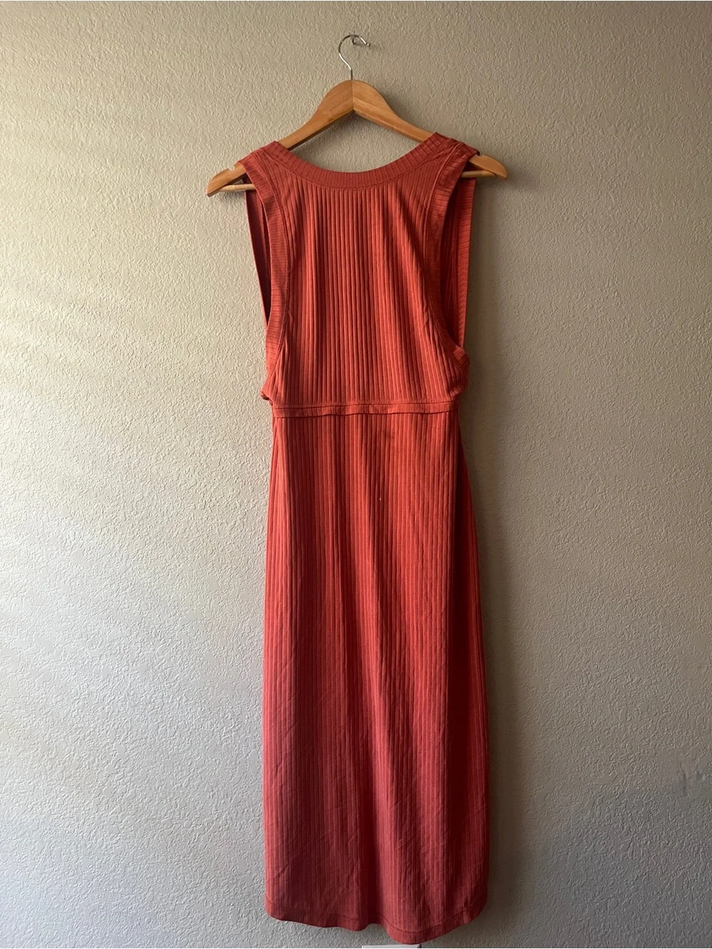 Free People Ribbed Rust Maxi Wrap Dress XS